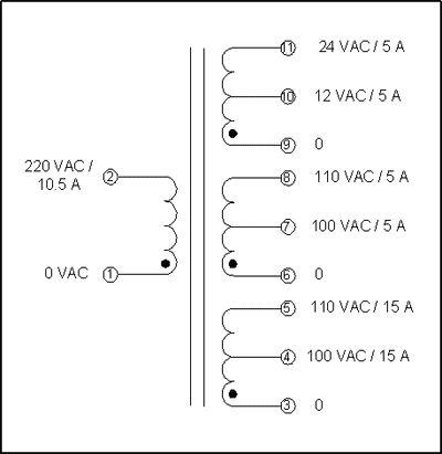 MULTI-TAP TRANSFORMER, 2.3 KVA, P/N 18807 - L/C Magnetics