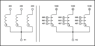 NEMA 1 THREE PHASE MULTI TAP TRANSFORMER, 100 KVA, P/N 18846N Schematic Diagram