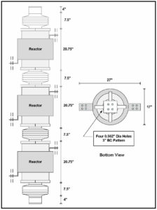 AIR CORE REACTOR, 10 uH, 1600 AMPS CONTINUOUS, P/N 6885L Schematic Diagram