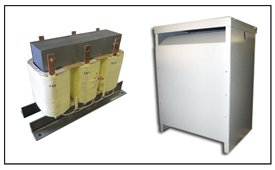 NEMA 1 THREE PHASE BUCK BOOST TRANSFORMER, 10.4 KVA, INPUT 460 VAC, OUTPUT 208 VAC, P/N 19313N